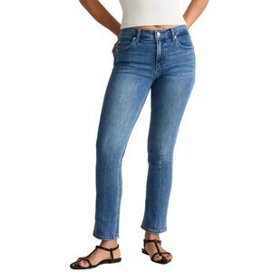 NWT Quince Bella Mid Rise Slim Straight Jeans Medium Wash Stretch Size 26 x 28
